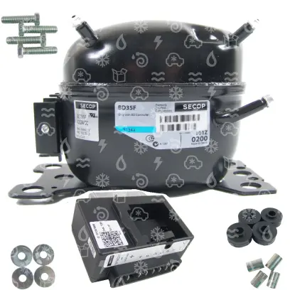 kompresor SECOP / DANFOSS BD35F, R134a, 12-24V DC, s elektroinstalací